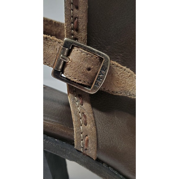 Frye Izzy Artisan Bootie/Mule 10 Brown Leather Chunky Heel Slingback Peep Toe - Picture 7 of 14